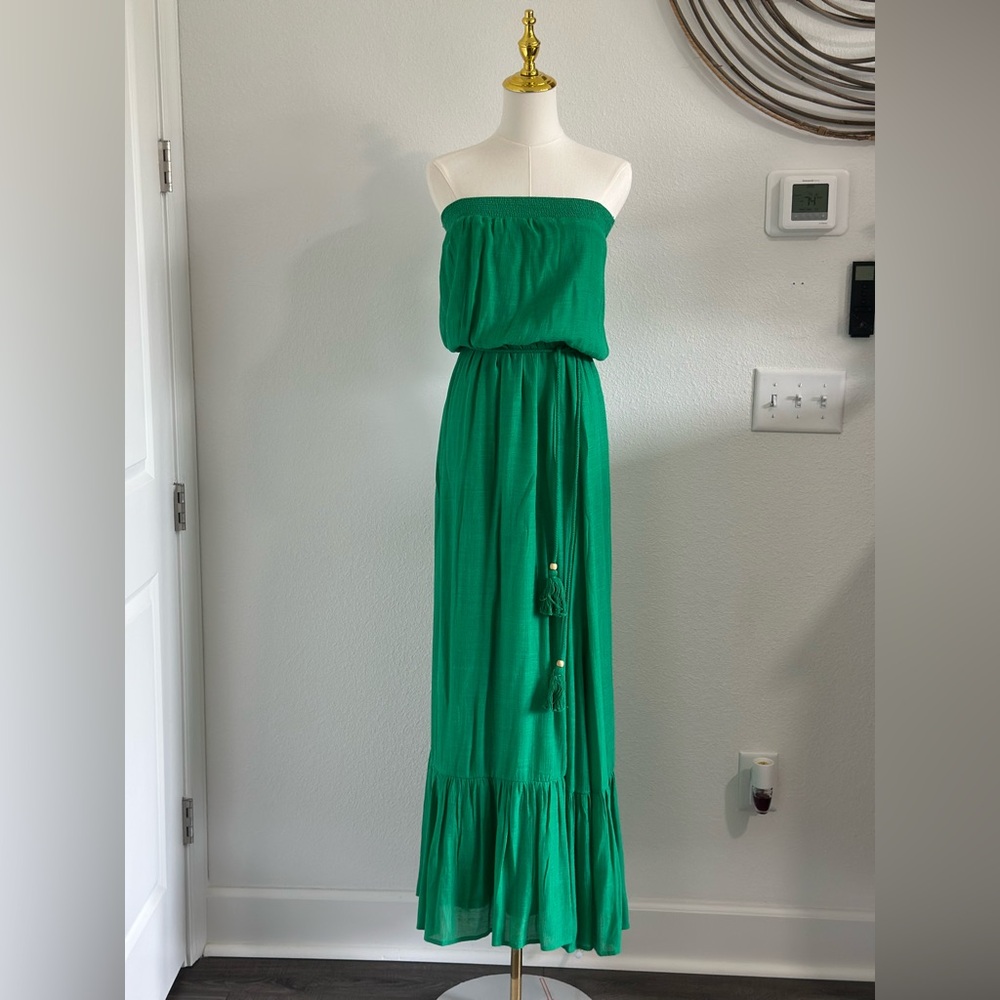 Elegant Green Strapless Maxi Dress
